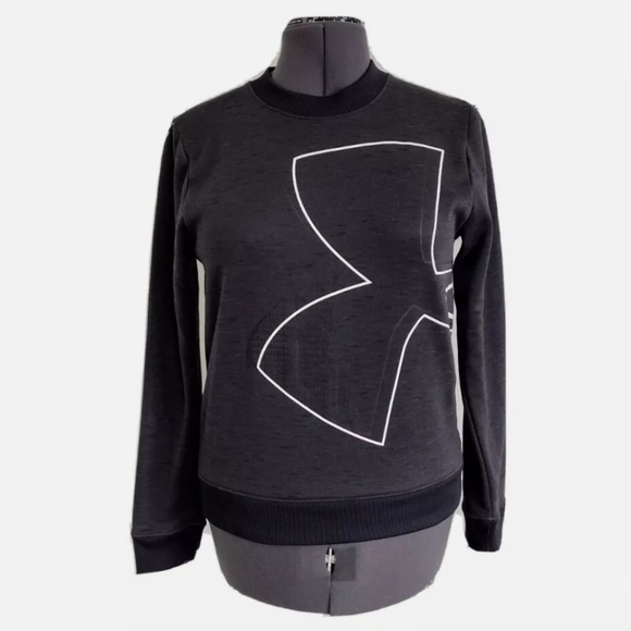 Under Armor Women's Sz M Coldgear Synthetic Wool Crew Logo Sweatshirt Sweater - Picture 2 of 6